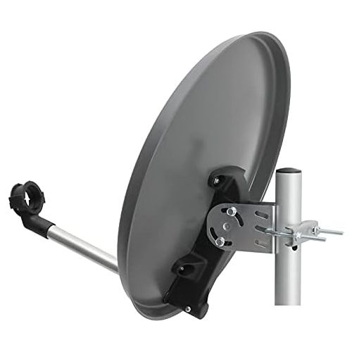  [아마존베스트]Visiamo Digital Camping Satellite System Mirror 40 cm Single LNB 0.1 dB + Coaxial Cable 10 m Cable Balcony Caravan Mobile Bowl Antenna for HDTV HD Sky 3D 4K (Anthracite)