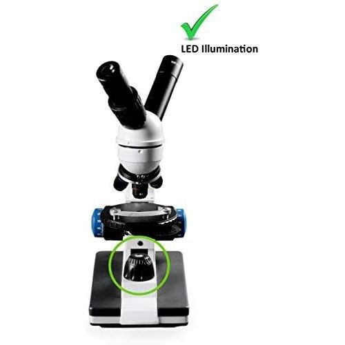  [아마존베스트]Vision Scientific VME0018-T-RC Dual View Elementary Level Compound Microscope, 10x WF & 25x WF Eyepiece, 40x1000x Magnification, Brightfield LED Illumination,Gliding Round Stage,R