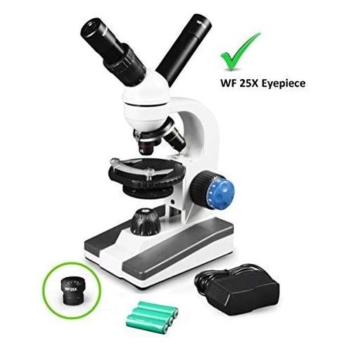  [아마존베스트]Vision Scientific VME0018-T-RC Dual View Elementary Level Compound Microscope, 10x WF & 25x WF Eyepiece, 40x1000x Magnification, Brightfield LED Illumination,Gliding Round Stage,R