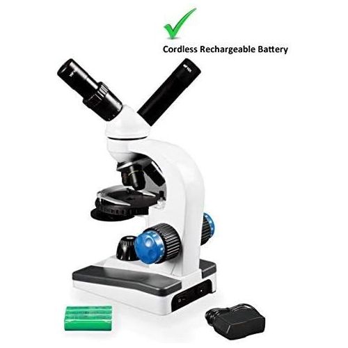  [아마존베스트]Vision Scientific VME0018-T-RC Dual View Elementary Level Compound Microscope, 10x WF & 25x WF Eyepiece, 40x1000x Magnification, Brightfield LED Illumination,Gliding Round Stage,R