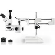 [아마존베스트]Vision Scientific Simul-Focal Trinocular Zoom Stereo Microscope, 10x Widefield Eyepiece, 0.7X4.5X Zoom Range, 7X45x Magnification Range, Double Arm Boom Stand 5MP WiFi Digital Ca