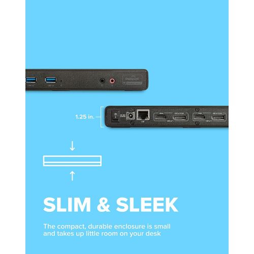  VisionTek Universal USB 3.0 Dual 4K Display Laptop Docking Station, Dual 4K Video (2 HDMI  2 DisplayPort, Audio line in, Headphone, Ethernet, 6 USB 3.0 Ports for PC, Mac or Chrome