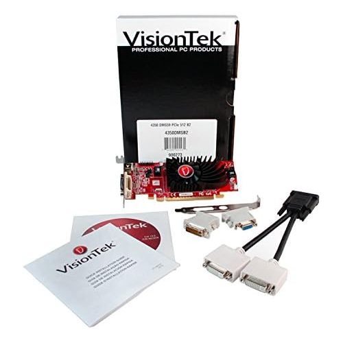  VisionTek Radeon 4350 SFF 512MB DDR2 (2x DVI-I, TV Out) with 2x DVI-I to VGA Adapter Graphics Card - 900273