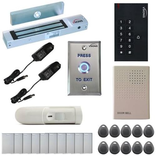  Visionis FPC-5322 One Door Access Control Outswinging Door 300lbs Maglock with VIS-3002 Indoor Use Only KeypadReader Standalone no software EM Card Compatible 500 Users Kit