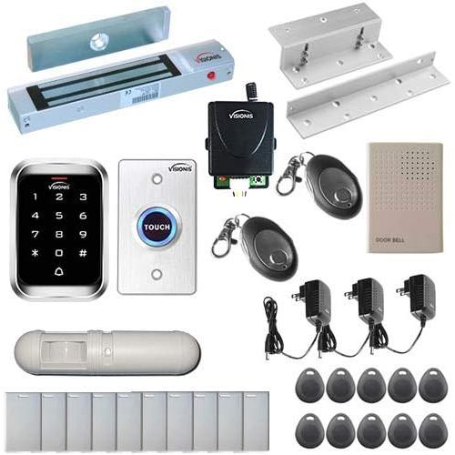  Visionis FPC-5289 One door Access Control Inswinging Door 300lbs Maglock with VIS-3000 Outdoor Weather Proof KeypadReader Standalone no software 2000 User Wireless Receiver Kit