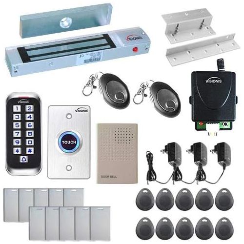  Visionis FPC-5637 One Door Access Control Inswinging Door 300lbs Maglock with VIS-3005 Outdoor Weatherproof Metal Touch Slim KeypadReader Standalone No Software 2000 Users with Wi