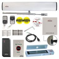 Visionis FPC-7348 110V Electric Automatic Door Opener + Closer for 440lb Out-Swing Doors + 2 Wireless Remotes + VIS-7013 No Touch Exit Button + Access Control Reader with Software