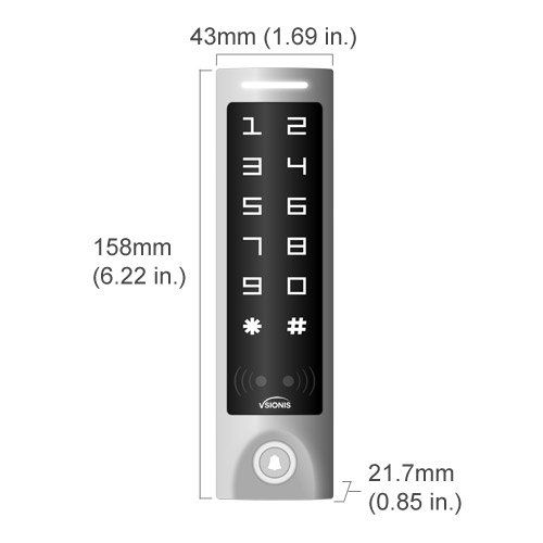  Visionis FPC-5605 One Door Access Control Inswinging Door 600lbs Maglock With VIS-3003 Slim Outdoor Weather Proof Digital Touch Keypad Reader Standalone No Software 2000 Users Wir