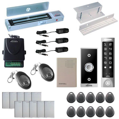  Visionis FPC-5605 One Door Access Control Inswinging Door 600lbs Maglock With VIS-3003 Slim Outdoor Weather Proof Digital Touch Keypad Reader Standalone No Software 2000 Users Wir