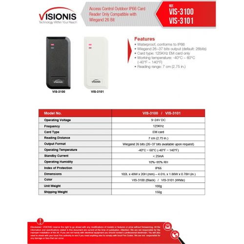 Visionis FPC-6570 Four Door Access Control Electric Strike Fail Safe Fail Secure Attendance TCPIP RS485 Wiegand Controller Box White Outdoor Card Reader Software EM Card Compatibl