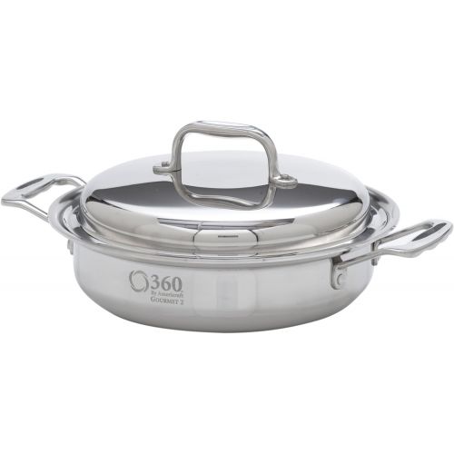  360 Cookware Stainless Steel Casserole with Cover, 2.3-Quart