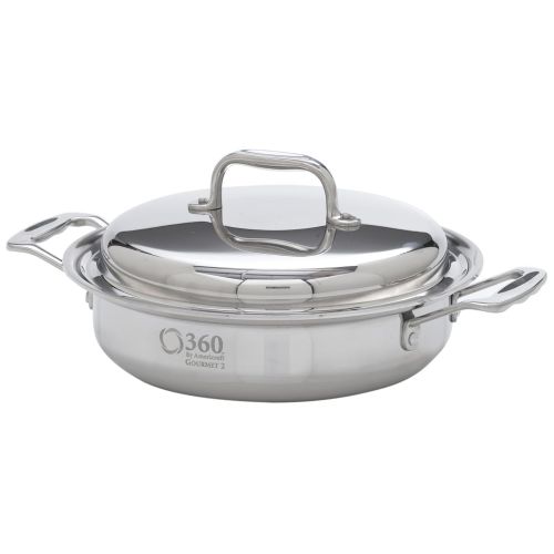 360 Cookware Stainless Steel Casserole with Cover, 2.3-Quart