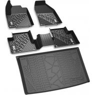 Visit the 3W Store 3W Floor Mats for Jeep Renegade (2015-2019) - Front Rear Custom Fit All Season Protection TPE Automotive Floor Liners for Renegade 2015 2016 2017 2018 2019, Black