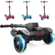 6KU Kids Kick Scooter with Adjustable Height, Lean to Steer, Flashing Wheels for Children 3-8 Years Old