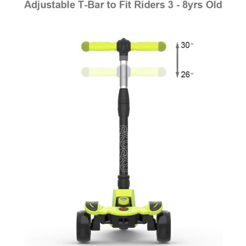  6KU Kids Kick Scooter with Adjustable Height, Lean to Steer, Flashing Wheels for Children 3-8 Years Old