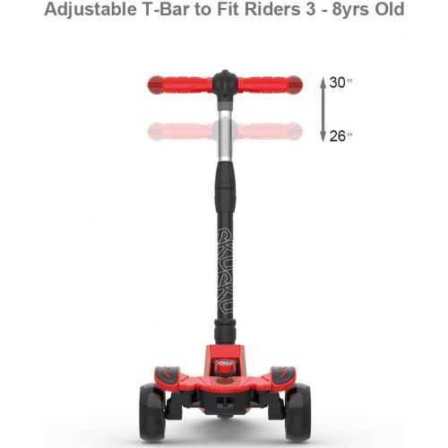  6KU Kids Kick Scooter with Adjustable Height, Lean to Steer, Flashing Wheels for Children 3-8 Years Old