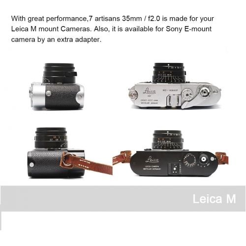  7artisans 35mm F2 Manual Prime Lens for Leica M Mount Cameras Like Leica M2 M3 M4-2 M5 M6 M7 M8 M9 M10 M4P M9p M240 M240P ME M262 M-M CL, Voigtlander M Mount Cameras - Black