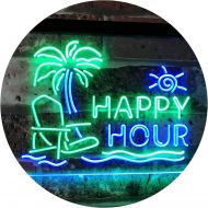 Visit the ADVPRO Store ADVPRO Happy Hour Relax Beach Sun Bar Dual Color LED Neon Sign Green & Blue 16 x 12 st6s43-i2558-gb