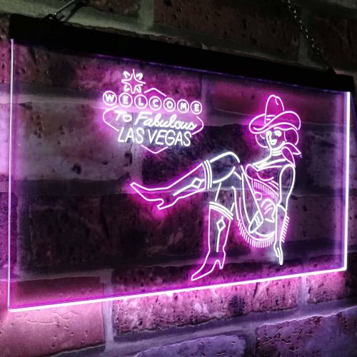  Visit the ADVPRO Store ADVPRO Cowgirl Welcome to Las Vegas Beer Bar Display Dual Color LED Neon Sign White & Purple 12 x 8.5 st6s32-i2737-wp