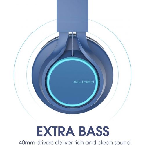  [아마존베스트]AILIHEN C8 (Upgraded) Headphones with Microphone and Volume Control Folding Lightweight Headset for Cellphones Tablets Smartphones Laptop Computer PC Mp3/4 (Indigo)