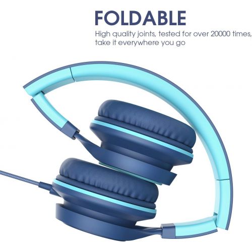  [아마존베스트]AILIHEN C8 (Upgraded) Headphones with Microphone and Volume Control Folding Lightweight Headset for Cellphones Tablets Smartphones Laptop Computer PC Mp3/4 (Indigo)