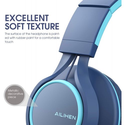  [아마존베스트]AILIHEN C8 (Upgraded) Headphones with Microphone and Volume Control Folding Lightweight Headset for Cellphones Tablets Smartphones Laptop Computer PC Mp3/4 (Indigo)