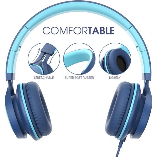  [아마존베스트]AILIHEN C8 (Upgraded) Headphones with Microphone and Volume Control Folding Lightweight Headset for Cellphones Tablets Smartphones Laptop Computer PC Mp3/4 (Indigo)