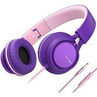 [아마존베스트]AILIHEN C8 (Upgraded) Headphones with Microphone and Volume Control Folding Lightweight Headset for Cellphones Tablets Smartphones Laptop Computer PC Mp3/4 (Purple Pink)