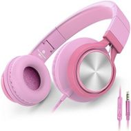 [아마존베스트]AILIHEN C8 Girls Headphones with Microphone and Volume Control Folding Lightweight Headset for Cellphones Tablets Smartphones Laptop Computer PC Mp3/4 (Pink)