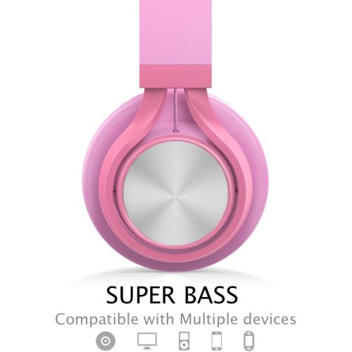  [아마존베스트]AILIHEN C8 Girls Headphones with Microphone and Volume Control Folding Lightweight Headset for Cellphones Tablets Smartphones Laptop Computer PC Mp3/4 (Pink)