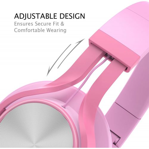  [아마존베스트]AILIHEN C8 Girls Headphones with Microphone and Volume Control Folding Lightweight Headset for Cellphones Tablets Smartphones Laptop Computer PC Mp3/4 (Pink)