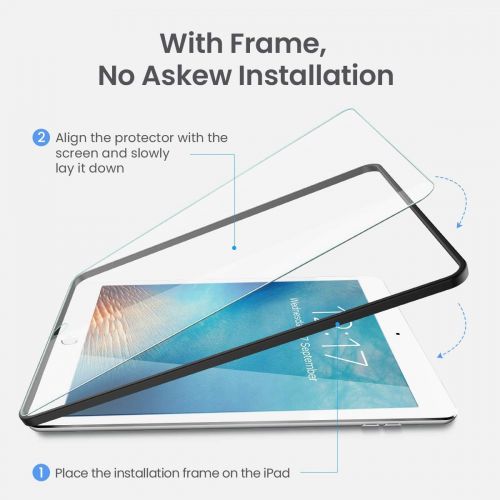  [아마존베스트]AINOPE [2 Pack] iPad 9.7 6th Generation Screen Protector,[Easy Install Frame]Tempered Glass Screen Protector for iPad Pro 9.7/iPad 5/iPad Air 2 -Apple Pencil Compatible/High Defini