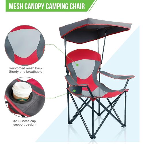  ALPHA CAMP Mesh Canopy Chair Folding Camping Chair