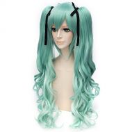 Visit the ANOGOL Store ANOGOL 2 Ponytails Long Curly Green Cosplay Wig for Lolita Costume Wig