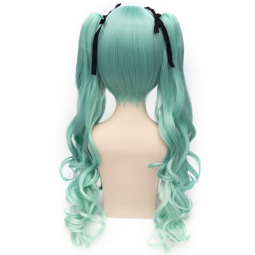  Visit the ANOGOL Store ANOGOL 2 Ponytails Long Curly Green Cosplay Wig for Lolita Costume Wig