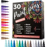 [아마존 핫딜] ARTISTRO Acrylic Paint Pens for Rock, Stone, Ceramic, Glass, Mugs, Wood, Metal, Fabric, Canvas (30 Pack) 28 Assorted Colors + Extra Black & White Paint Markers. Extra Fine Tip 0.7mm