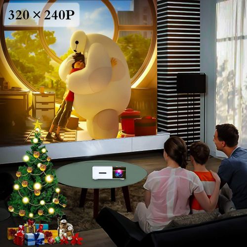  ARTlii Pico Projector, Movie iPhone Mini Pocket Laptop Smartphone Projector Home Cinema Video Party White