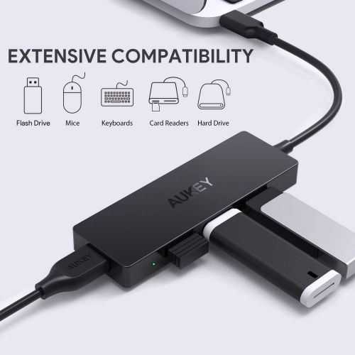  [아마존 핫딜] [아마존핫딜]AUKEY USB C Hub mit 4 USB 3.0 Anschluessen Ultra Slim USB C Adapter fuer MacBook Pro 2018/2017, Google Chromebook Pixelbook, Dell XPS,Samsung S9/S8 und Andere Type C Gerate