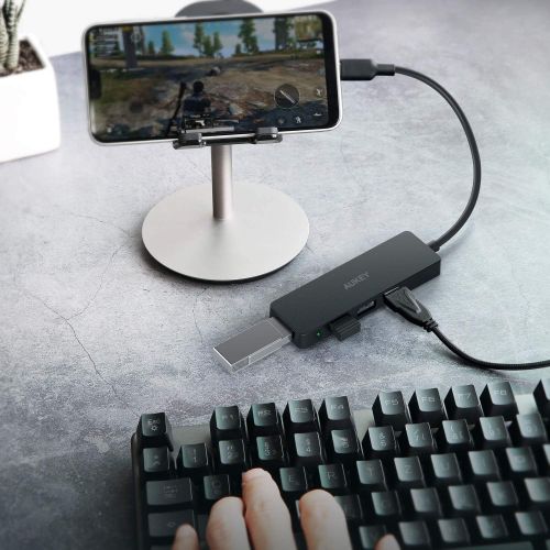  [아마존 핫딜] [아마존핫딜]AUKEY USB C Hub mit 4 USB 3.0 Anschluessen Ultra Slim USB C Adapter fuer MacBook Pro 2018/2017, Google Chromebook Pixelbook, Dell XPS,Samsung S9/S8 und Andere Type C Gerate