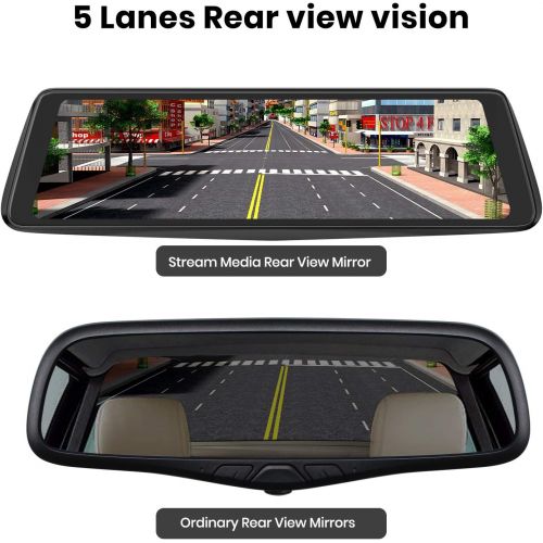  [아마존베스트]X1PRO Rear View Mirror Dash Cam 9.88” Full Touch Screen Dual Lens with 1296P Front and 720P Super Night Vision Stream Media Backup Camera kit, WDR,LDWS, GPS Tracking,Auto-Brightnes