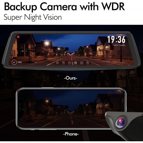  [아마존베스트]X1PRO Rear View Mirror Dash Cam 9.88” Full Touch Screen Dual Lens with 1296P Front and 720P Super Night Vision Stream Media Backup Camera kit, WDR,LDWS, GPS Tracking,Auto-Brightnes