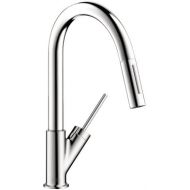 Visit the AXOR Store AXOR Starck Luxury 1-Handle 14-inch Tall Kitchen Faucet with Pull Down Sprayer with QuickClean Magnetic Docking Spray Head in Chrome, 10824001