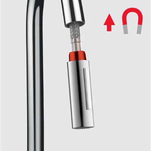  Visit the AXOR Store AXOR Starck Luxury 1-Handle 14-inch Tall Kitchen Faucet with Pull Down Sprayer with QuickClean Magnetic Docking Spray Head in Chrome, 10824001