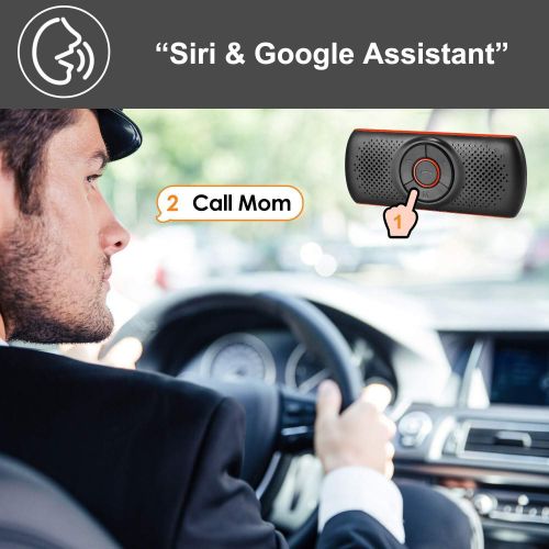  [아마존베스트]Aigoss Bluetooth 4.2 Car Speakerphone, Car Stereo Music Receiver Player, Sound Enhanced Bass/Built-in Mic/TF Card Player/Siri & Google Assistant, AUX Hands Free Calling with Wirele