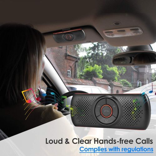  [아마존베스트]Aigoss Bluetooth 4.2 Car Speakerphone, Car Stereo Music Receiver Player, Sound Enhanced Bass/Built-in Mic/TF Card Player/Siri & Google Assistant, AUX Hands Free Calling with Wirele
