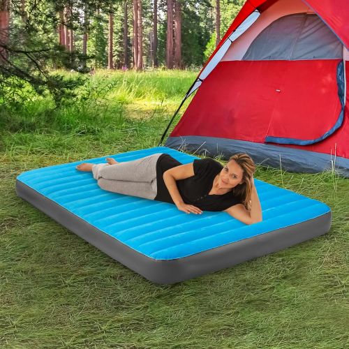  Air Comfort Camp Mate Inflatable Air Mattress: Low-Profile Bed with External Air Pump, Queen