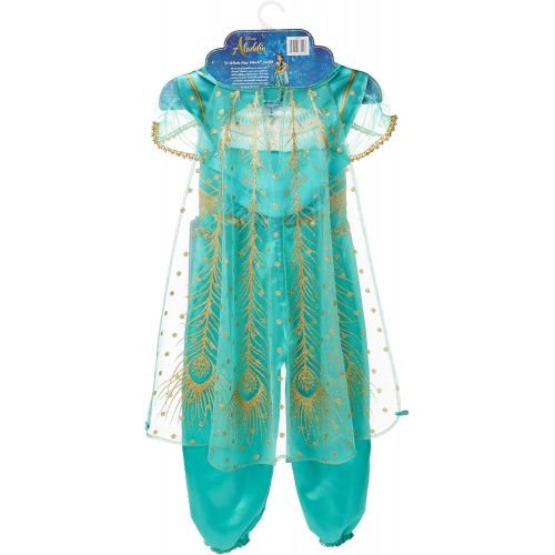  Visit the Aladdin Store Aladdin Disney Jasmine Costume Teal & Gold Peacock Outfit, 2Piece Pants Costume