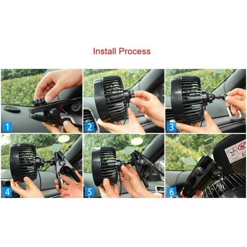  [아마존베스트]Alagoo 12V 6Car Cooling Fan Automobile Vehicle Clip Fan Powerful Quiet Ventilation Electric Car Fans with Adjustable Clip & Cigarette Lighter Plug for Car/Vehicle