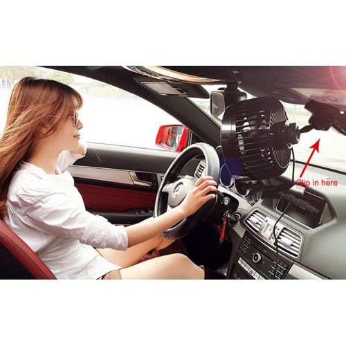  [아마존베스트]Alagoo 12V 6Car Cooling Fan Automobile Vehicle Clip Fan Powerful Quiet Ventilation Electric Car Fans with Adjustable Clip & Cigarette Lighter Plug for Car/Vehicle