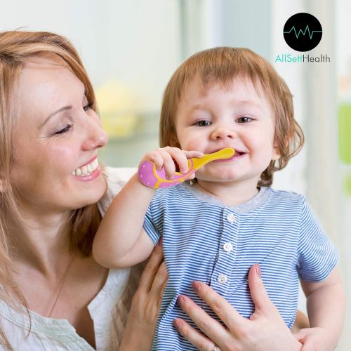  [아마존베스트]AllSett Health 6 Pack - Baby Toothbrush, 0-2 Years, Soft Bristles, BPA Free | Toddler Toothbrush, Infant Toothbrush, Training Toothbrush, Includes Free Toothbrush Holder
